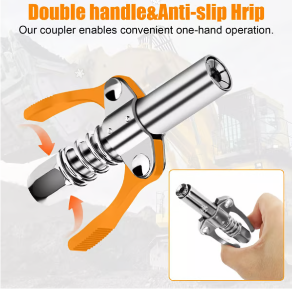 Double Handle High Pressure Quick Release Grease Coupler