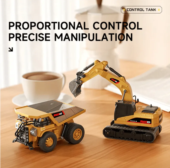 🚜 1:64 Premium Alloy Mini Rc Construction Set – Forklift, Excavator & Dump Truck