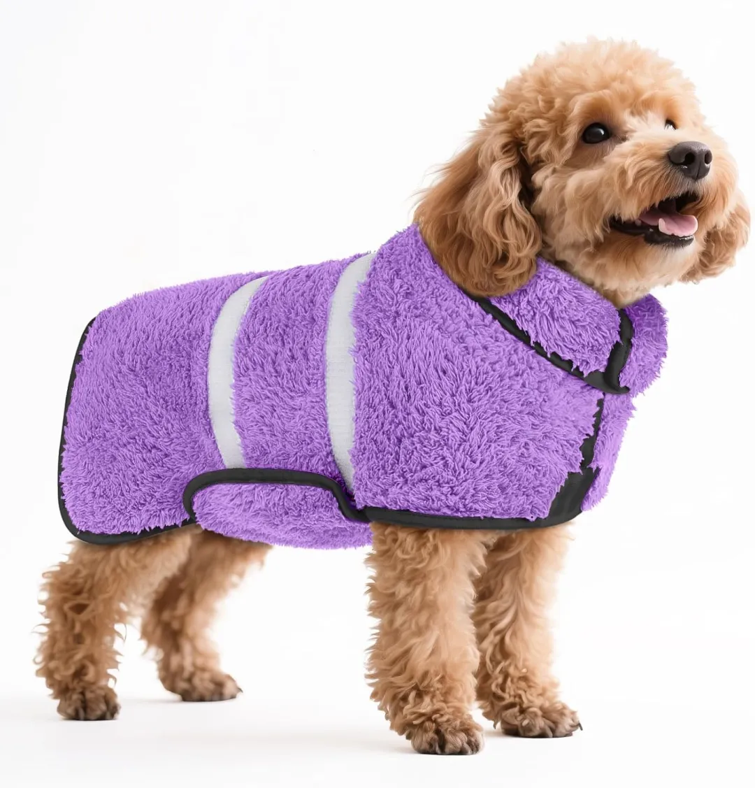 Bienbee Dog Bathrobe, Quick Drying Super Absorbent Dog Robes For After Bath, Warm Keeping Dogs Towel, Dogs Bath Supplies, Dark Blue L