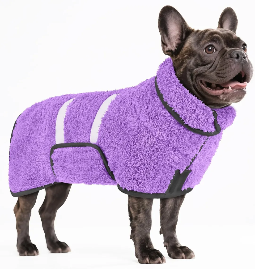 Bienbee Dog Bathrobe, Quick Drying Super Absorbent Dog Robes For After Bath, Warm Keeping Dogs Towel, Dogs Bath Supplies, Dark Blue L