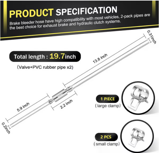 💥brake Bleeder Hose - One Way Check Valve Tube Bleeding Tool Kit For Motorcyle Clutch