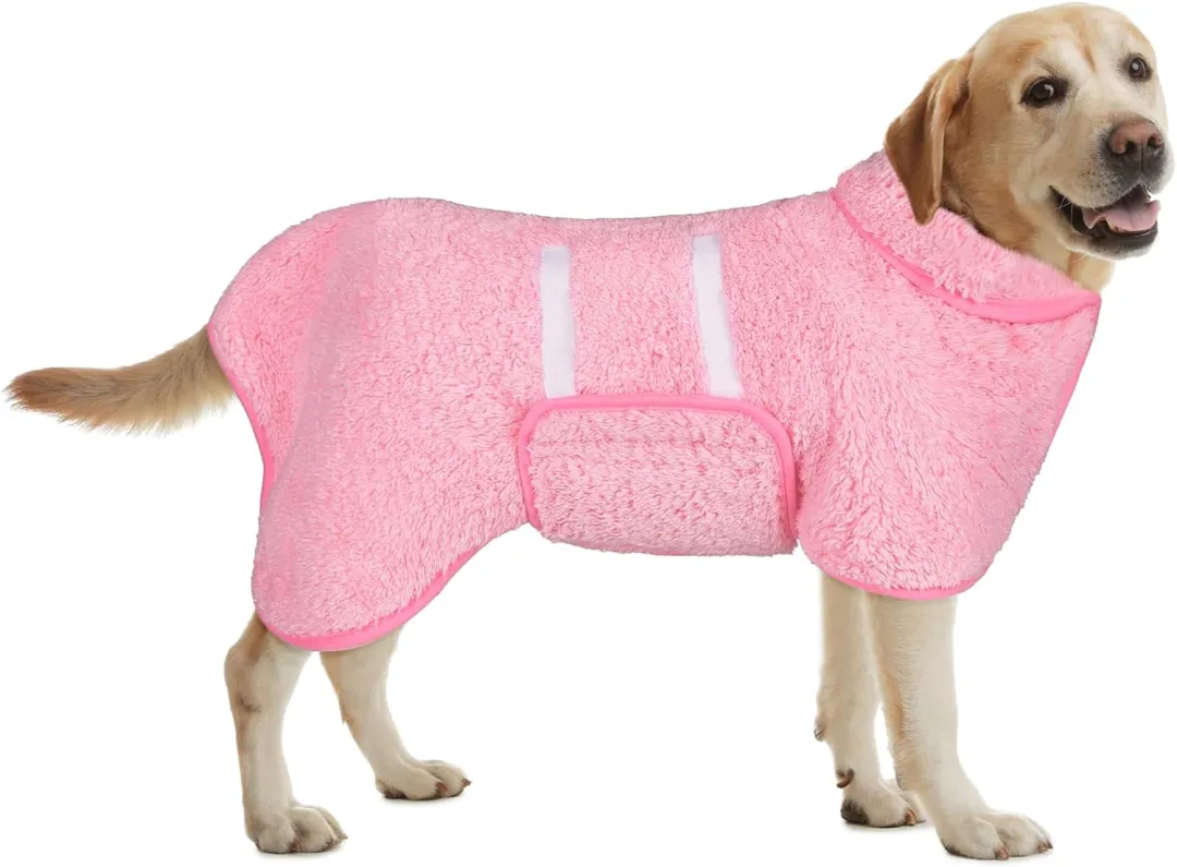 Bienbee Dog Bathrobe, Quick Drying Super Absorbent Dog Robes For After Bath, Warm Keeping Dogs Towel, Dogs Bath Supplies, Dark Blue L