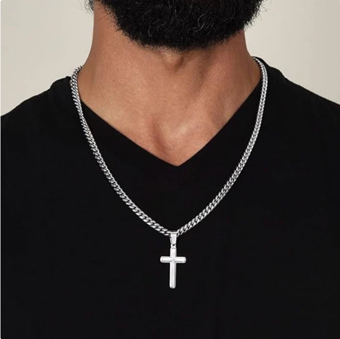 Men's Stainless Steel Cross Pendant Necklace