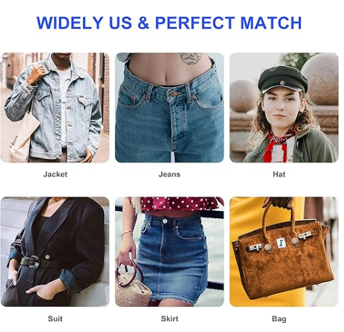 Adjustable Buttons For Jeans, 20mm No Sew Instant Metal Buttons, Removable Jean Buttons Replacement Repair Kit With Threads Rivets And Screwdriver