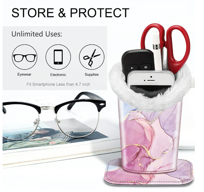 Eyeglasses Holder With Soft Furry Lining And Magnetic Base