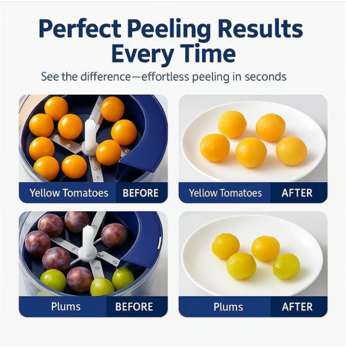 Free Shipping! Automatic Grape & Tomato Peeler – Electric Skin Remover for Small Fruits, Effortless Peeling for Home Kitchen
