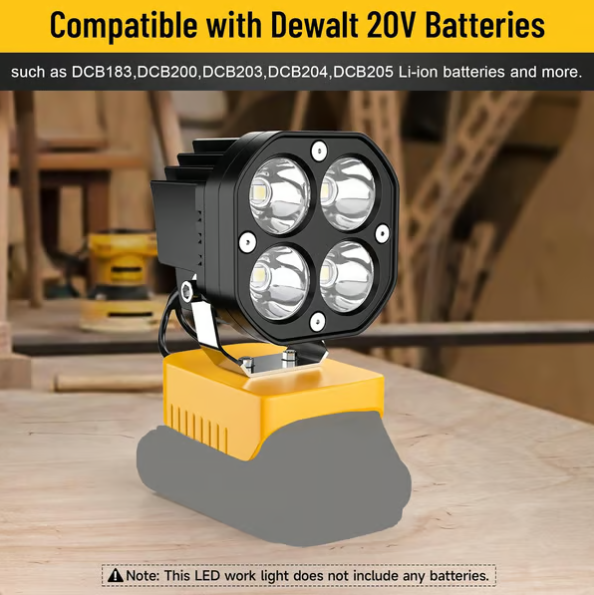 Led Work Light Compatible With Milwaukee 18v Battery/dewalt 18v&20v Battery