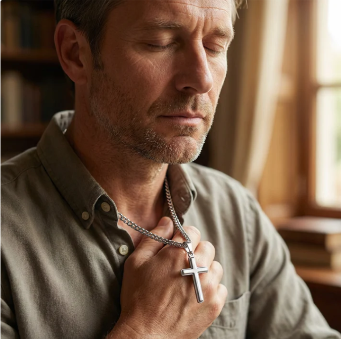 Men's Stainless Steel Cross Pendant Necklace