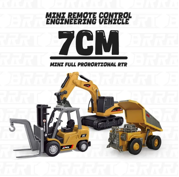 🚜 1:64 Premium Alloy Mini Rc Construction Set – Forklift, Excavator & Dump Truck