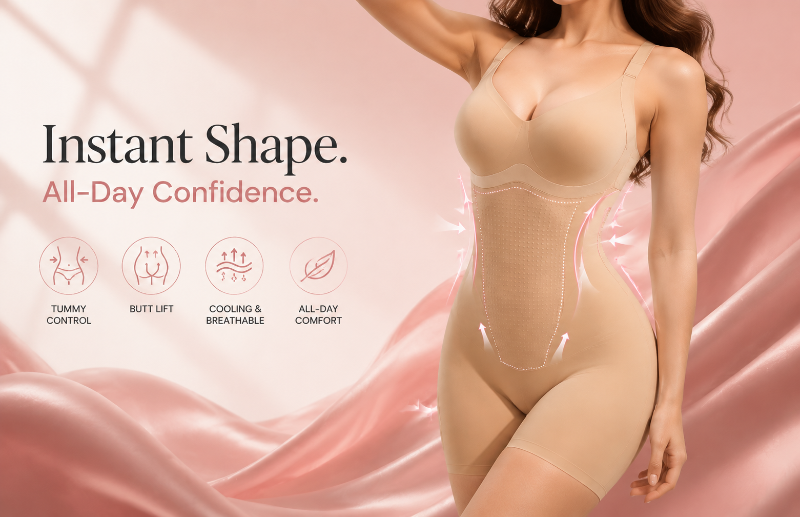 Cooling Tummy Control Butt-Lift Shapewear Bodysuit