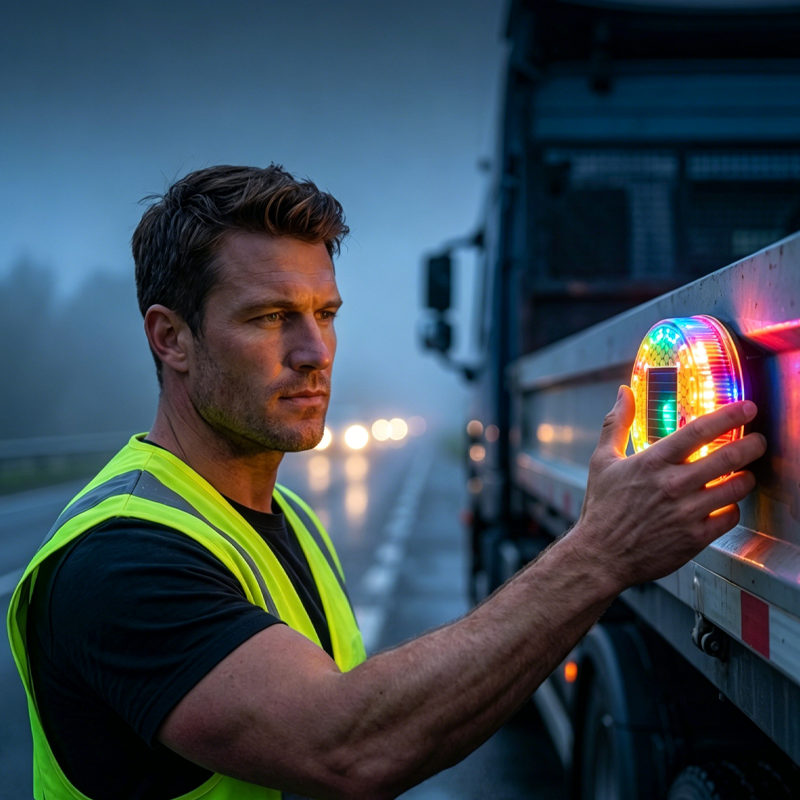 Solar-Powered LED Car Warning Light
