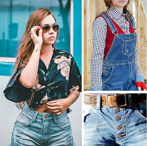 Adjustable Buttons For Jeans, 20mm No Sew Instant Metal Buttons, Removable Jean Buttons Replacement Repair Kit With Threads Rivets And Screwdriver