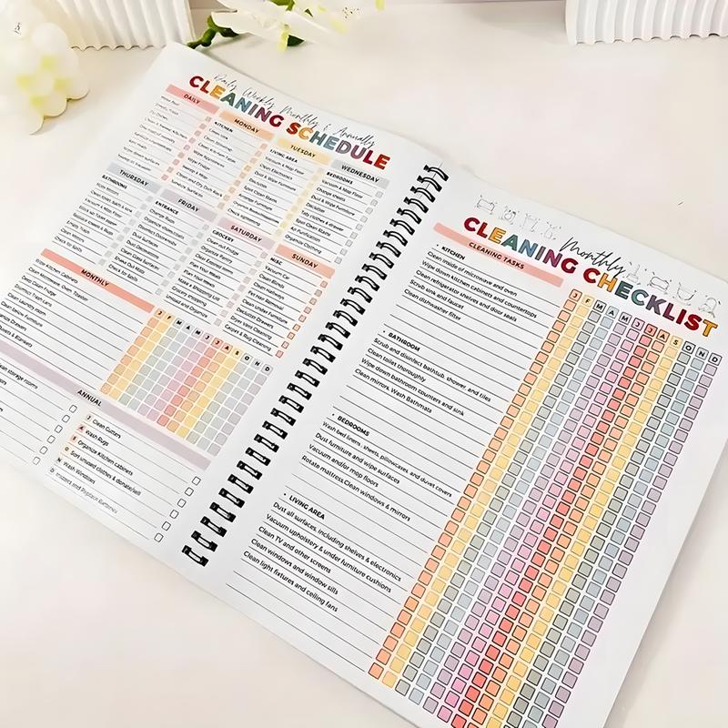 [ADHD Cleaning Planner] A4 Size Daily Schedule & focus Checklist Notebook for Home Office & Dorm Use Durable Cover Smooth Pages Office Stationery Essential - Plannerbook