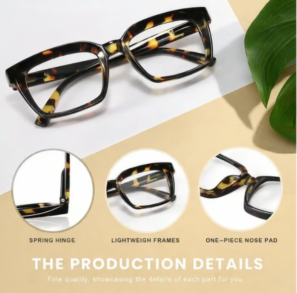 ✨👓tortoiseshell Reading Glasses – Blue Light Blocking Oversized Square Readers
