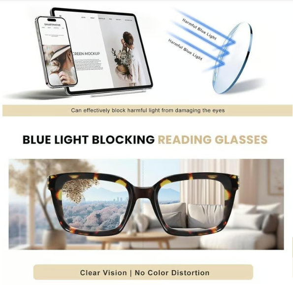 ✨👓tortoiseshell Reading Glasses – Blue Light Blocking Oversized Square Readers