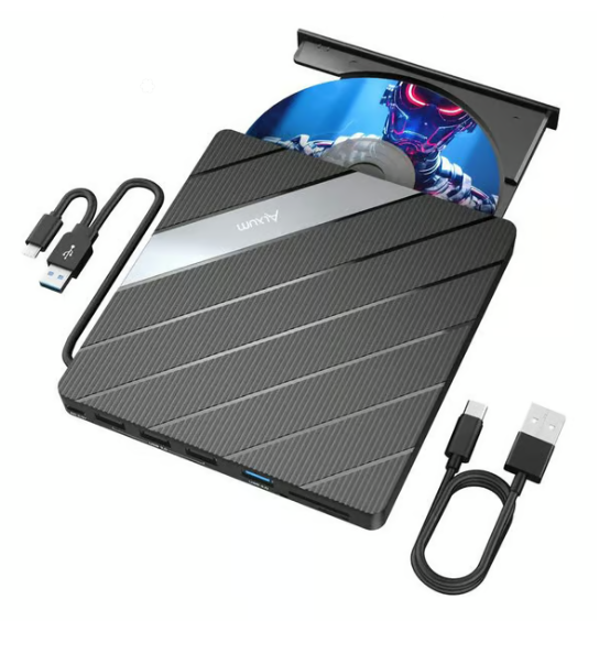 Laptop Dvd Player Usb C 3.0 Portable Cd Burner With Sd/tf Card Slot & 3 Usb Ports Compatible With Mac, Windows, Linux