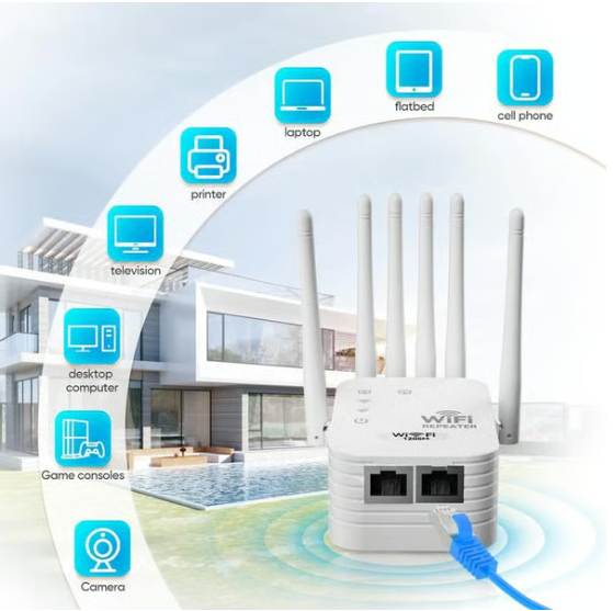 🔥📶wifi Extender 6-antenna Strong Signal🚀⚡