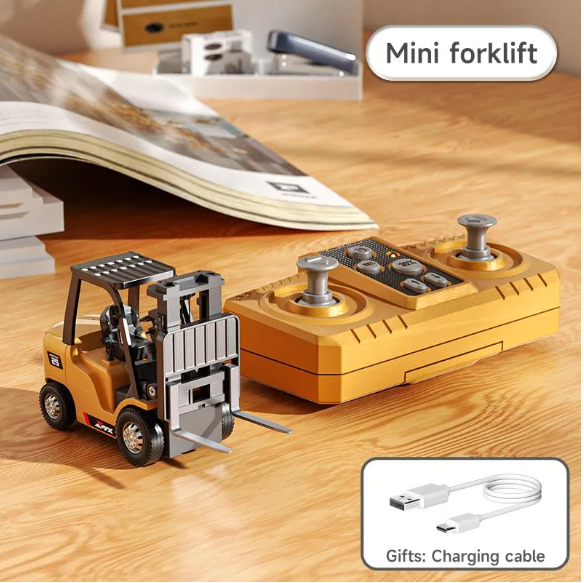 🚜 1:64 Premium Alloy Mini Rc Construction Set – Forklift, Excavator & Dump Truck