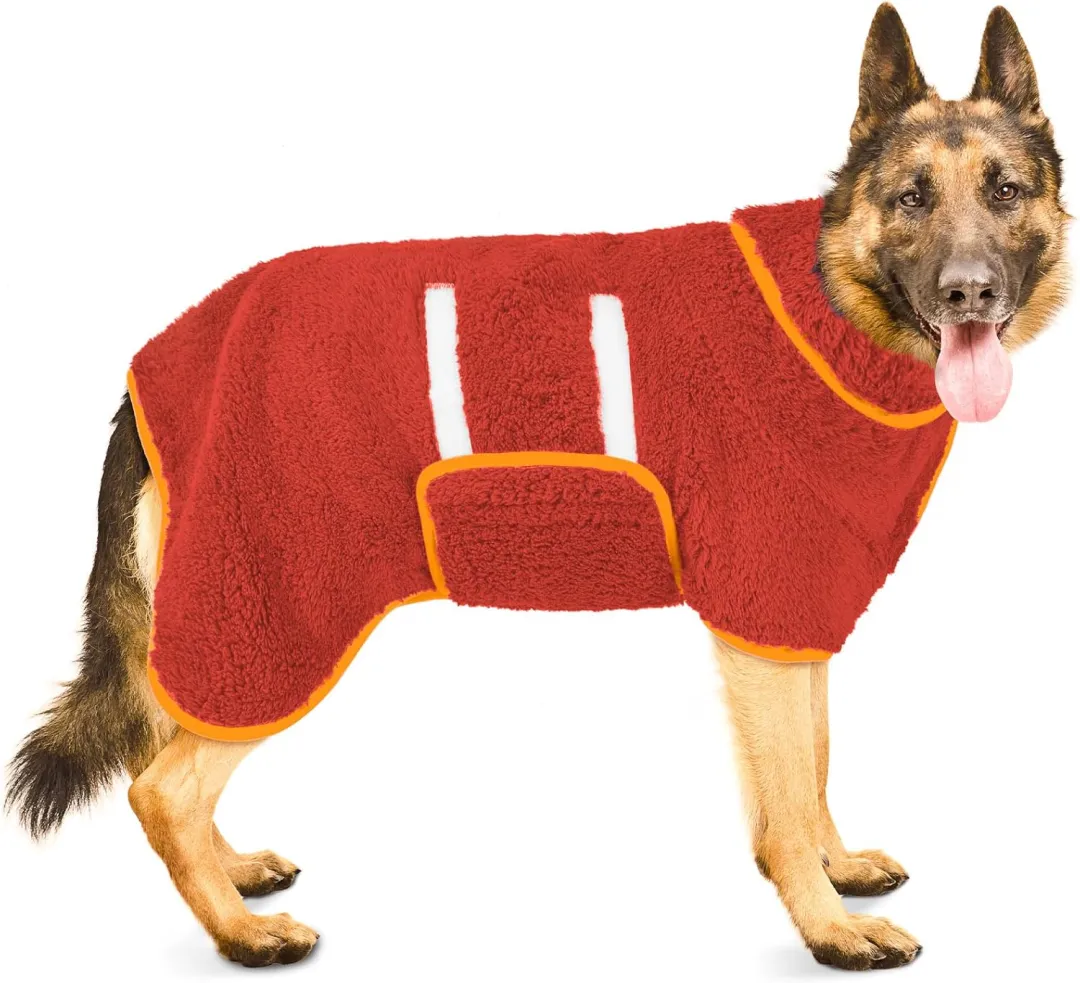 Bienbee Dog Bathrobe, Quick Drying Super Absorbent Dog Robes For After Bath, Warm Keeping Dogs Towel, Dogs Bath Supplies, Dark Blue L