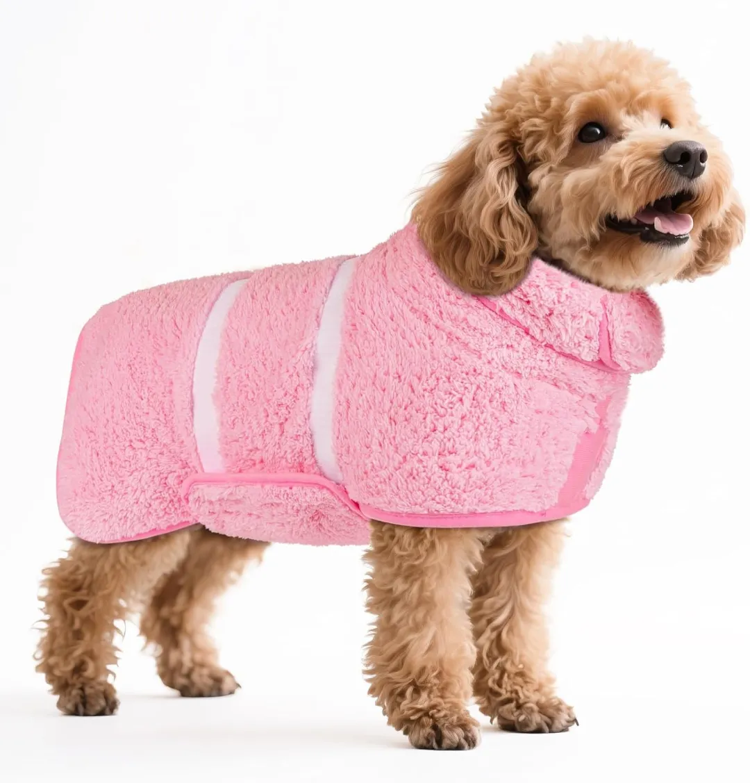 Bienbee Dog Bathrobe, Quick Drying Super Absorbent Dog Robes For After Bath, Warm Keeping Dogs Towel, Dogs Bath Supplies, Dark Blue L