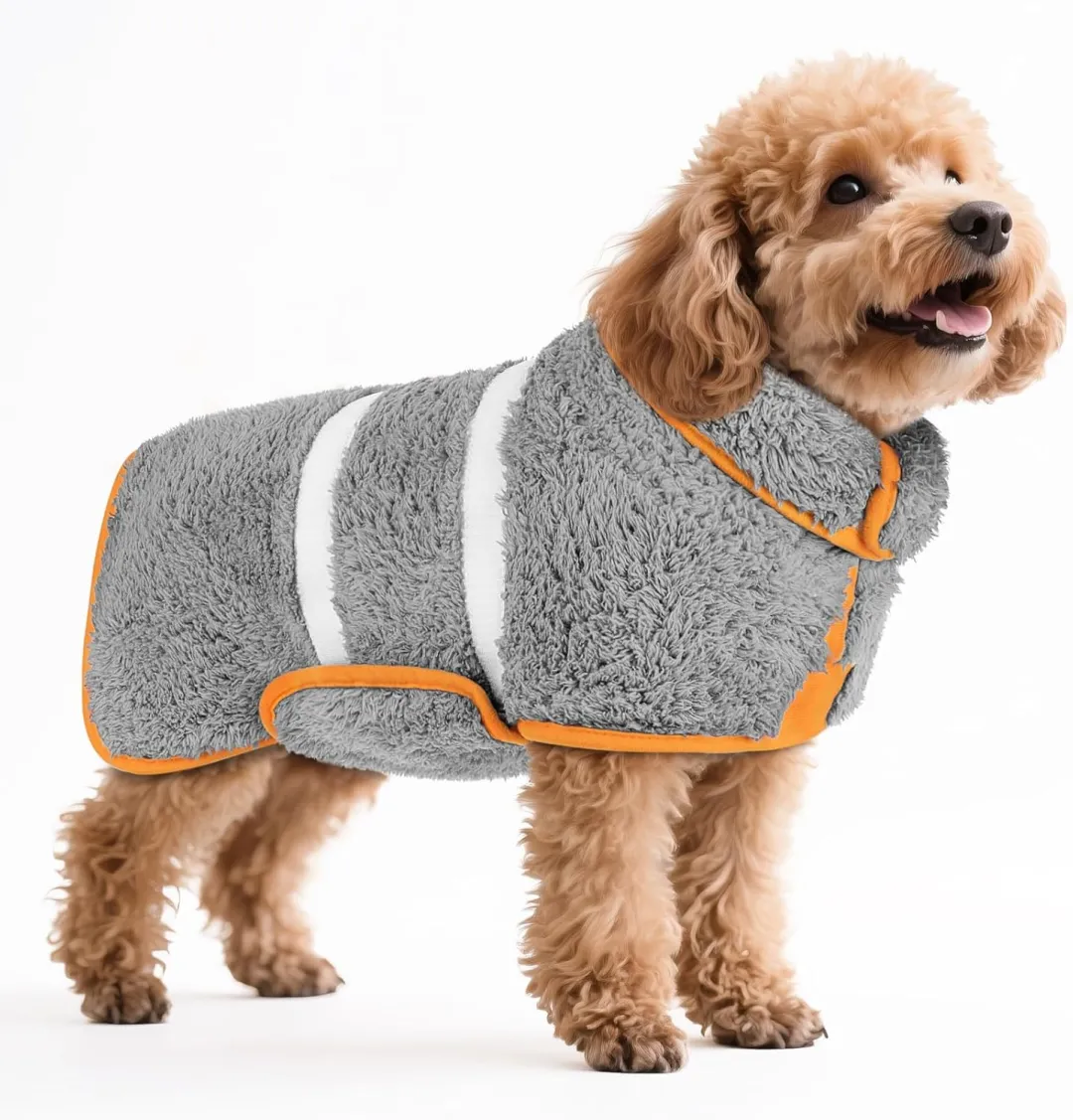 Bienbee Dog Bathrobe, Quick Drying Super Absorbent Dog Robes For After Bath, Warm Keeping Dogs Towel, Dogs Bath Supplies, Dark Blue L
