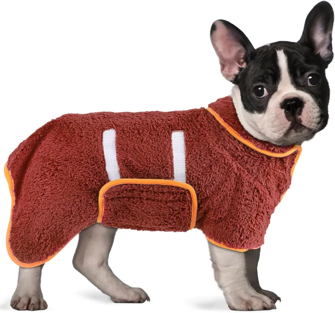 Bienbee Dog Bathrobe, Quick Drying Super Absorbent Dog Robes For After Bath, Warm Keeping Dogs Towel, Dogs Bath Supplies, Dark Blue L