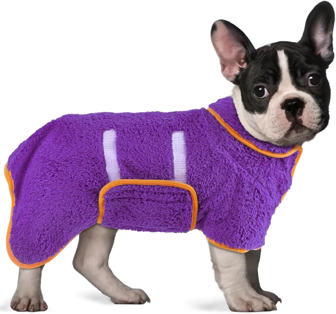 Bienbee Dog Bathrobe, Quick Drying Super Absorbent Dog Robes For After Bath, Warm Keeping Dogs Towel, Dogs Bath Supplies, Dark Blue L