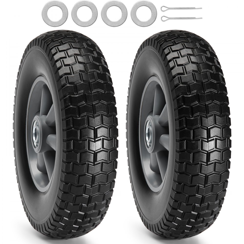 🔥 Today Only 50% OFF — 10" Solid PU Run-Flat Tire Wheels (2-Pack), Flat-Free Heavy Duty Cart Wheels