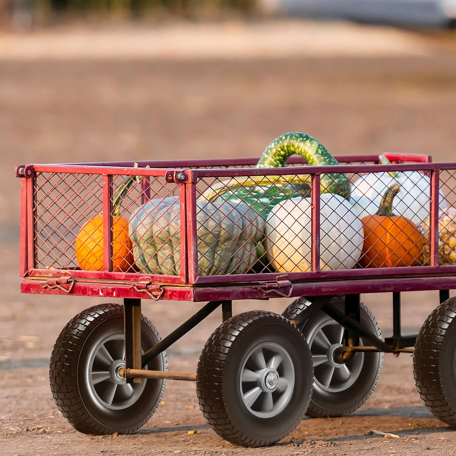 🔥 Today Only 50% OFF — 10" Solid PU Run-Flat Tire Wheels (2-Pack), Flat-Free Heavy Duty Cart Wheels
