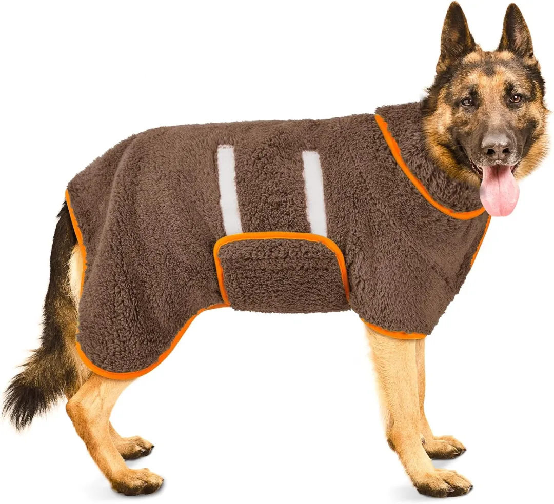 Bienbee Dog Bathrobe, Quick Drying Super Absorbent Dog Robes For After Bath, Warm Keeping Dogs Towel, Dogs Bath Supplies, Dark Blue L