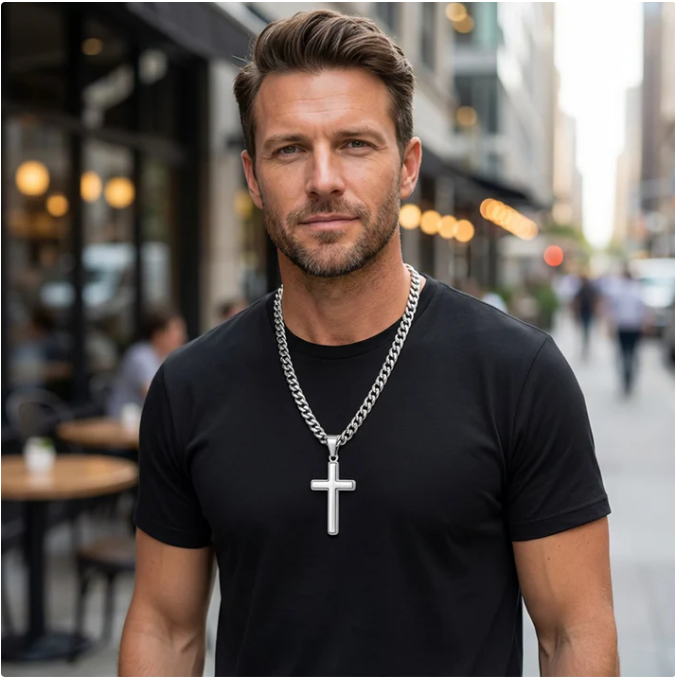 Men's Stainless Steel Cross Pendant Necklace