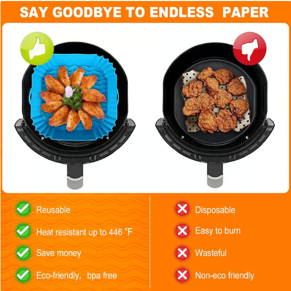 🔥2pcs Reusable Silicone Air Fryer Liner