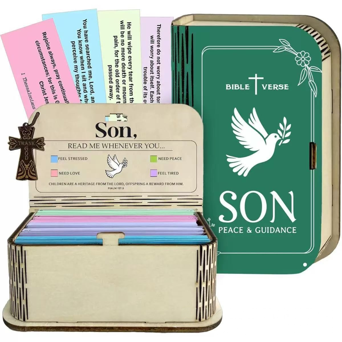 🔥Limited Time Discount🎁 ✝️Handmade Wooden Bible Verses Box - Daily Bible Verses (🎁 A Reminder of God's Words💖)