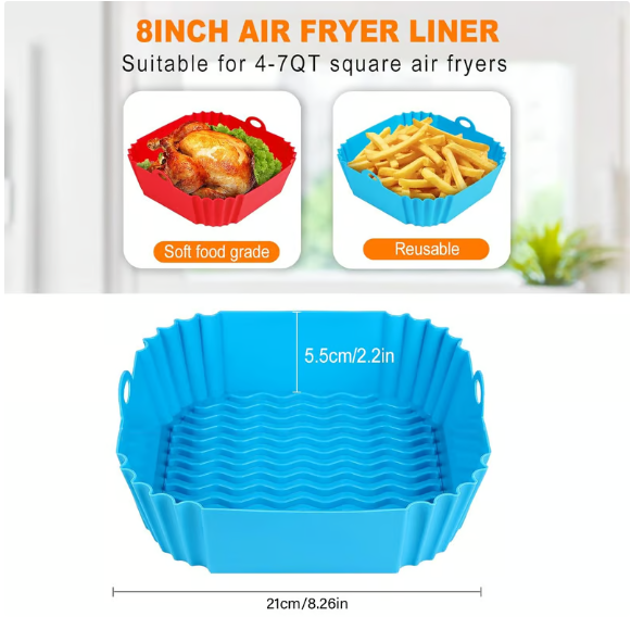 🔥2pcs Reusable Silicone Air Fryer Liner