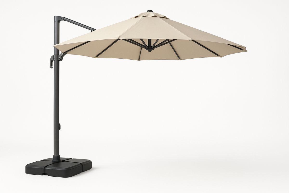 10ft Beige Outdoor Cantilever Umbrella Polyester Canopy Aluminium Frame-Larinesto