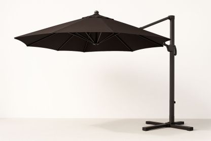 Outdoor Cantilever Umbrella Black Polyester Canopy Aluminium Frame 3m-Larinesto