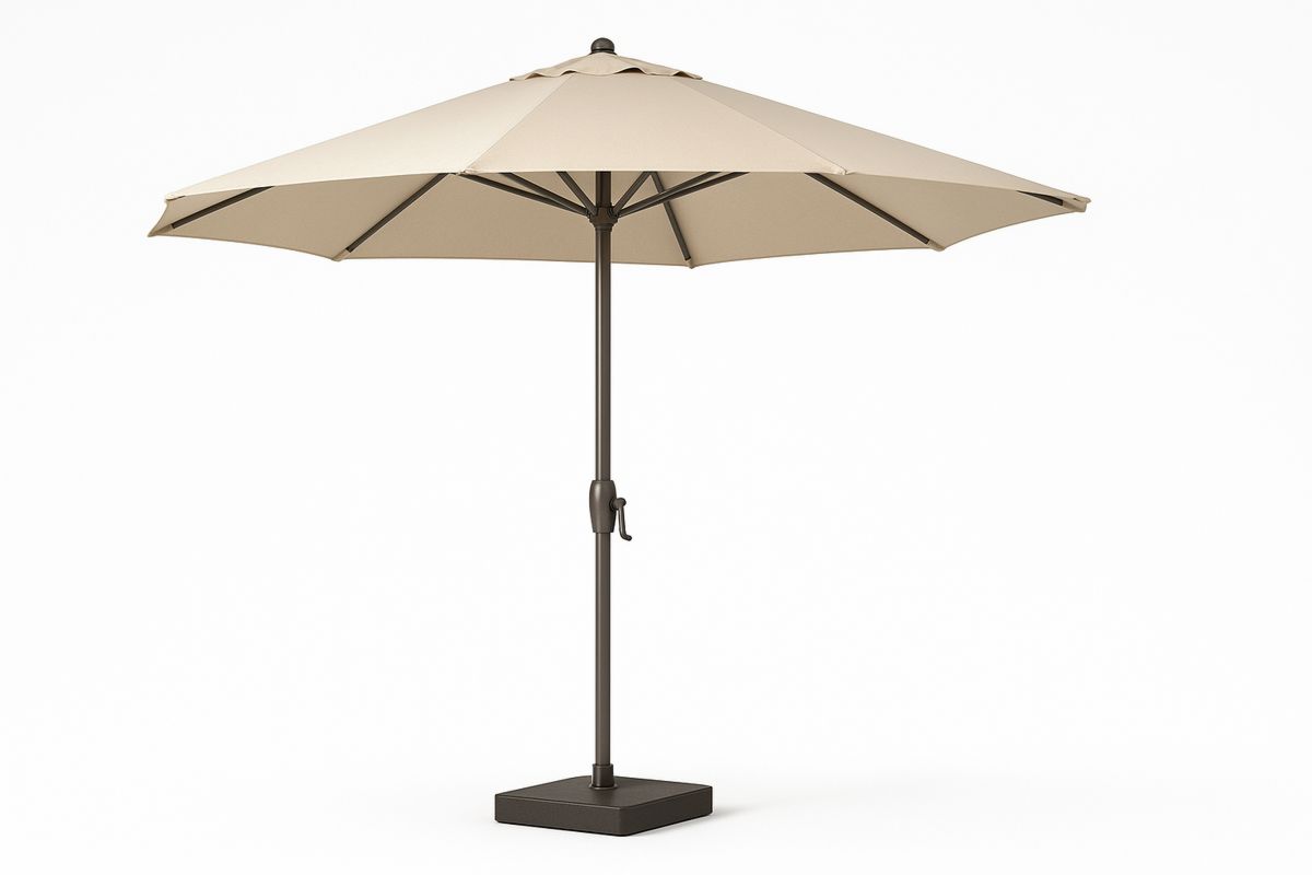Beige Outdoor Patio Umbrella with Steel Frame and Crank Tilt 270cm-Larinesto