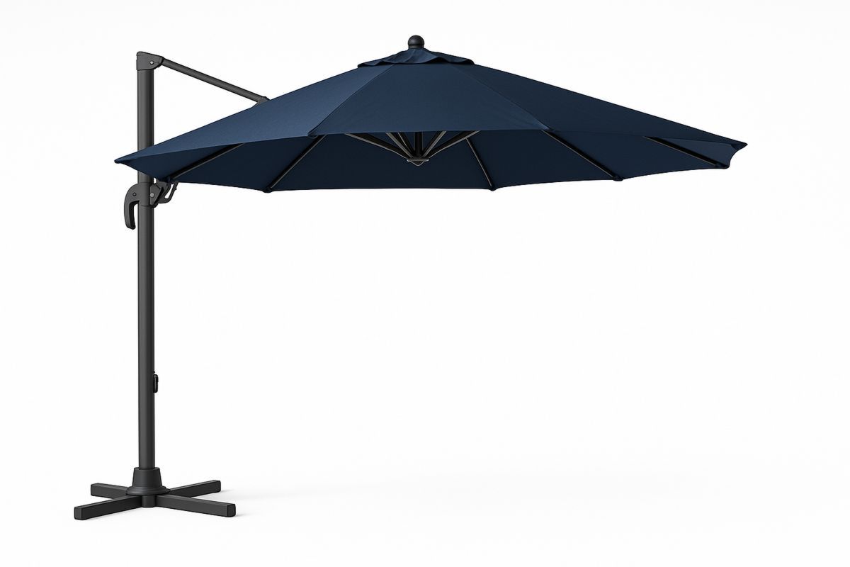 Outdoor Cantilever Umbrella Navy Polyester Canopy Aluminium Frame 3m-Larinesto