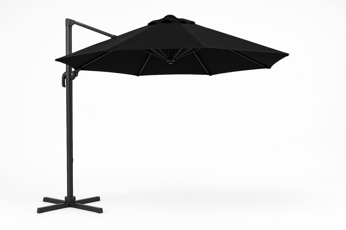 Black Cantilever Outdoor Umbrella with Aluminium Frame 3m-Larinesto