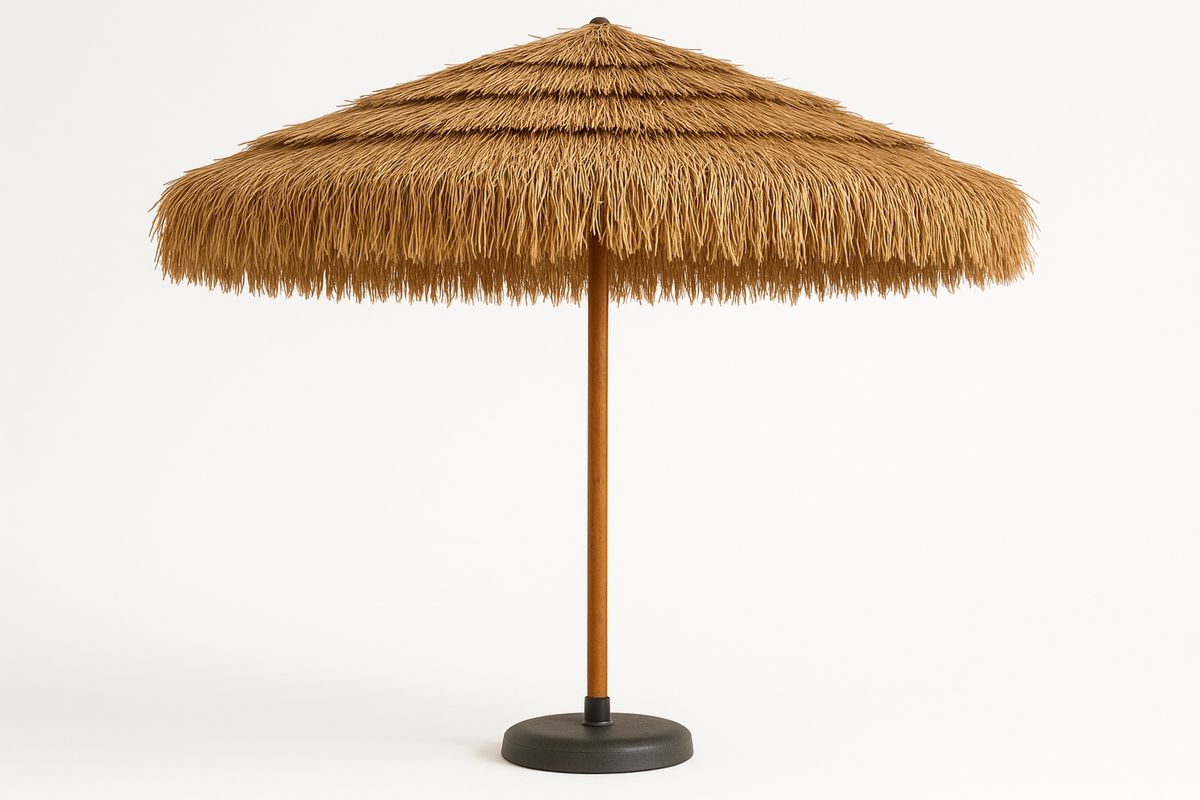 Outdoor Straw Parasol with Synthetic Straw and Wood 300cm-Larinesto