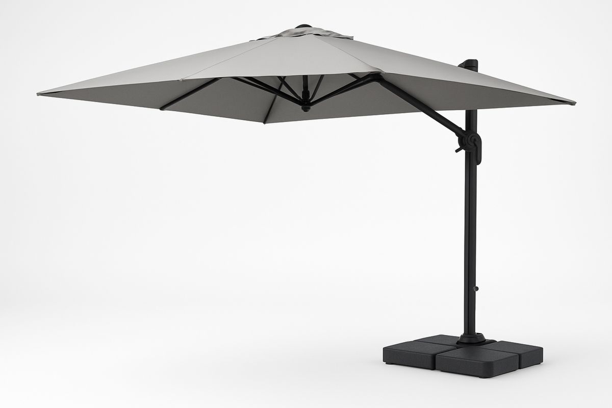 Cantilever Umbrella Outdoor 3m Grey Polyester Canopy Aluminium Frame-Larinesto