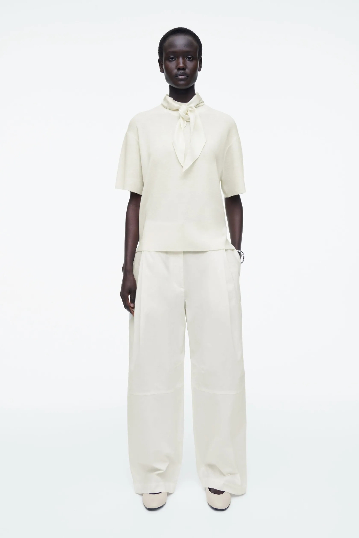 SCARF-DETAIL WOOL T-SHIRT