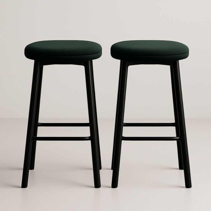 Tabourets de Bar en Métal et Tissu Vert Foncé 75cm Lot de 2