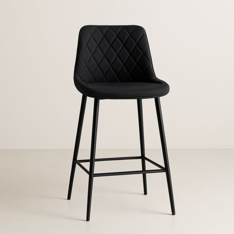 Tabouret de bar en similicuir noir avec cadre métallique