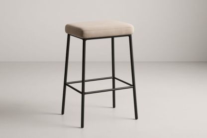 Tabouret de bar 75 cm en acier peint avec assise rembourrée en mousse polyuréthane et revêtement en tissu polyester