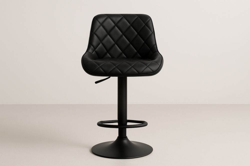 Chaise de Bar Noire en Cuir Synthétique et Acier