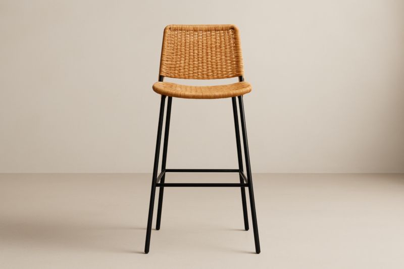 Chaise de bar en rotin avec structure acier noire