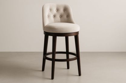 Chaise de bar en bois avec assise en tissu beige