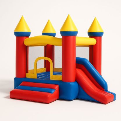 Aufblasbare Hüpffestung mit Rutsche aus PVC, Rot/Gelb/Blau