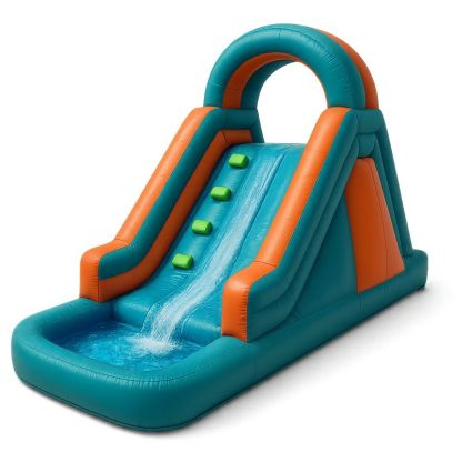 Aufblasbare PVC-Wasserrutsche mit Pool für Kinder, Orange/Blau
